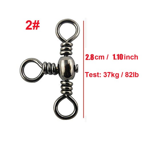 50/100 pcs 3 Way Swivels Cross Line Fishing Barrel Swivels T-Turn Connectors Rig - Bild 19 von 27