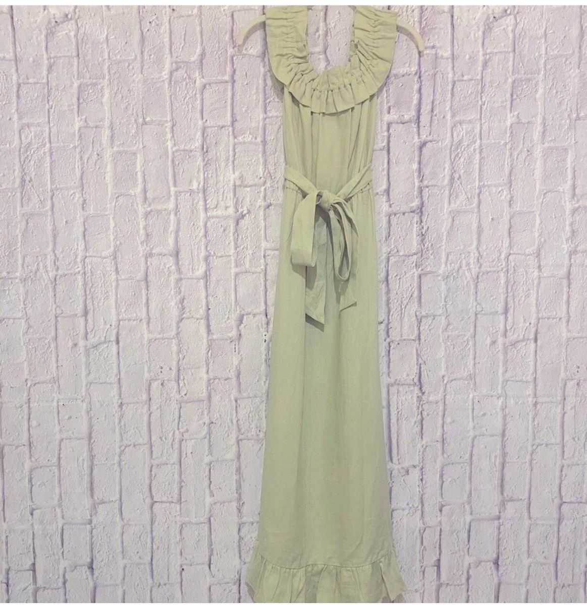 chinese dress ladies Rent The Selia Green Linen Dress By Reformation main image 1