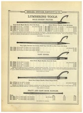 1899 PAPER AD 2 PG Lumbering Lumber Worker Tools Pike Pole Grapple Hook Peavies 