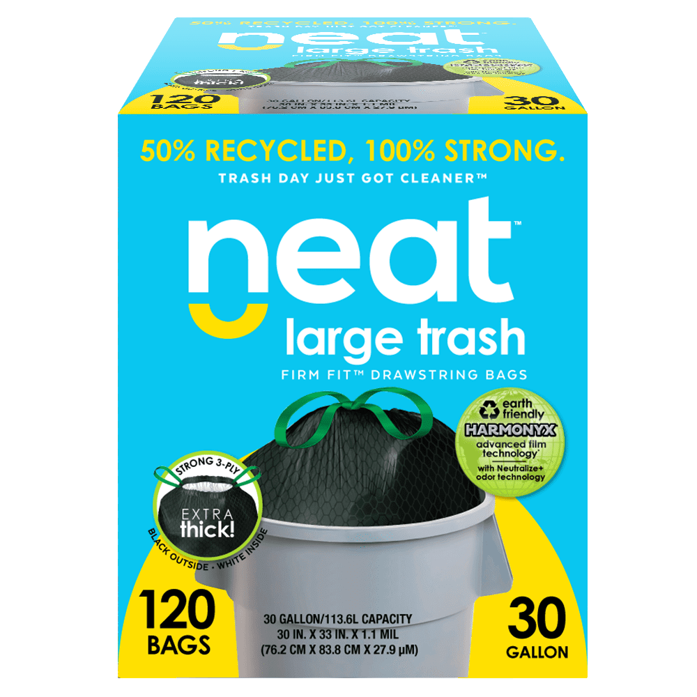 Trash Bags, 50% Recycled, 30 Gallon, 1.1 Mil, 30