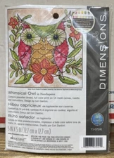 NEW! Dimensions #71-07241 Whimsical Owl Needlepoint Kit Complete 2014 5" x 5"