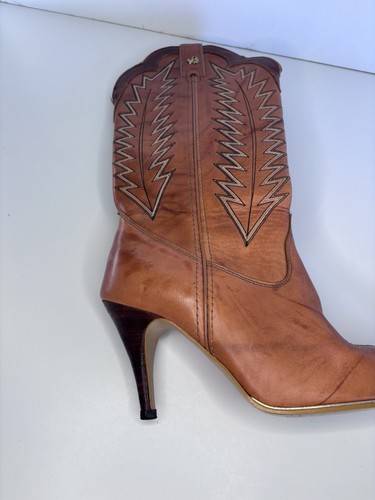 VINTAGE Jeenz Bootz Exotic Leather Hi Heel Cowgirl Boots Size 8.5 - Picture 8 of 9