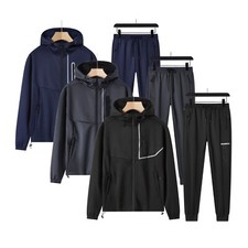 New Mens Tracksuit Set Jacket Hooded Sweatsuits Jogging Men's Top Full Zip