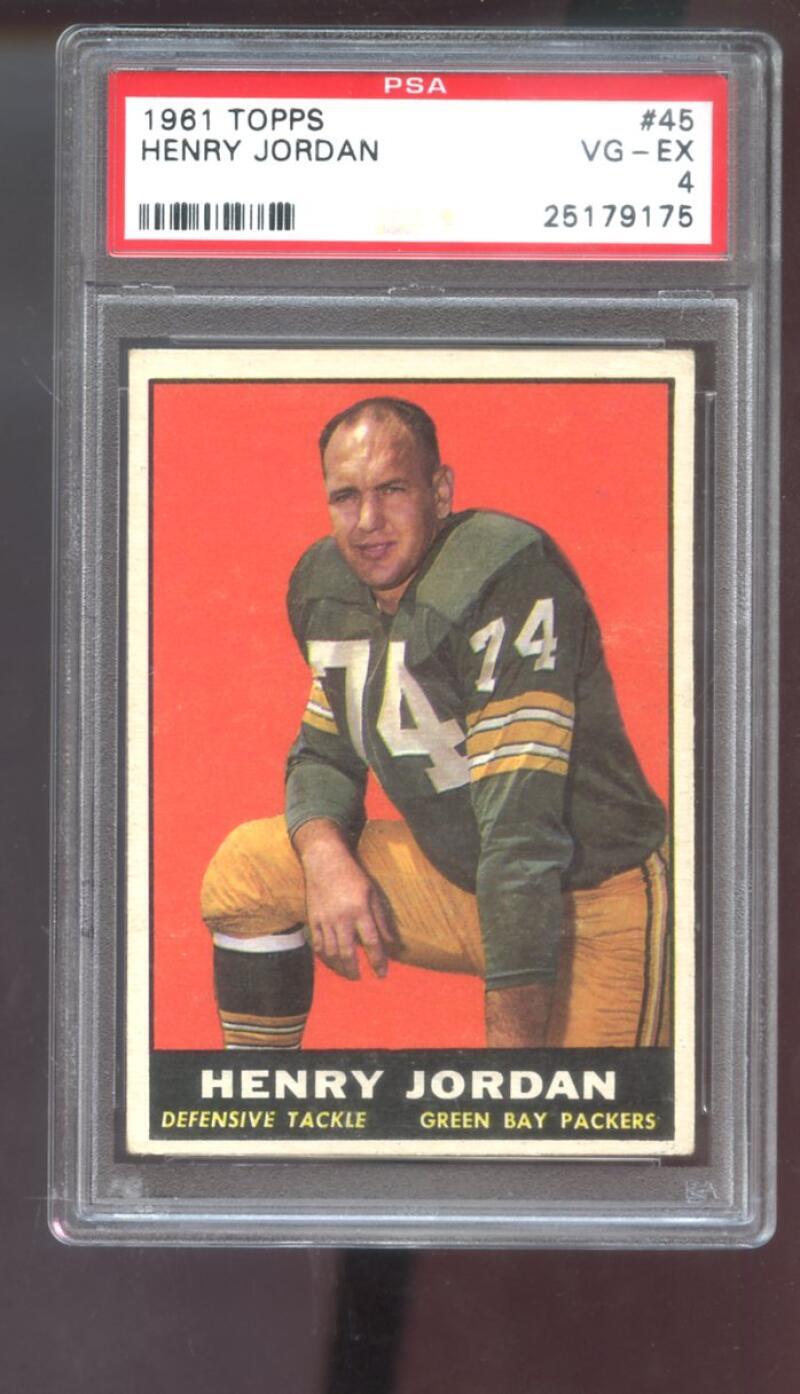1961 Topps #45 Henry Jordan Hank ROOKIE RC PSA 4 Graded Card Green Bay Packers