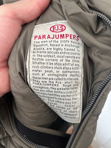 Parajumpers Warm Up Elliot Jacket Men's Large Khaki Polyamide Down | Repaired - Picture 14 of 21