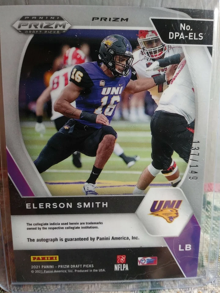 2021 Panini Prizm Draft Elerson Smith Rc Auto Blue Prizm /149 Northern Iowa - Image 2 of 2