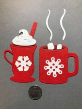 HANDMADE Die Cut / 2 Hot Chocolates Scrapbook / Card Embellishment