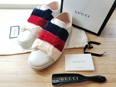 gucci velvet bow sneakers