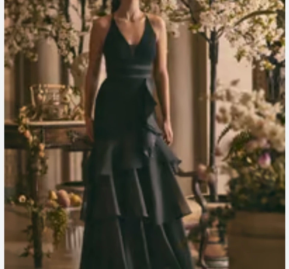 Aidan mattox Sleeveless Tiered Chiffon gown cocktail And Prom dress size 8 - Image 2 of 4