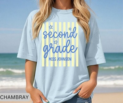 Personalized 2nd Grade Teacher Shirt, Custom Name Classroom Team Tee