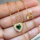 925 Sterling Silver Necklace 5mm Heart Emerald Gemstone Zircon Pendant Women — photo 6