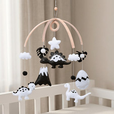 Dinosaur Crib Mobile   High-Contrast Black  White Nursery Decor for Newborn Bab