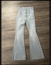 We the Free Free People Jayde High Waisted Flare Leg Jeans Raw Hem