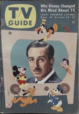 TV Guide October 23, 1954 Walt Disney, Mickey Mouse, Donald Duck, Pluto, Goofy!