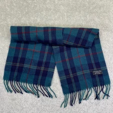 Vintage Christian Dior Cash Luxe Plaid Scarf Acrylic Red Blue Green Fringe