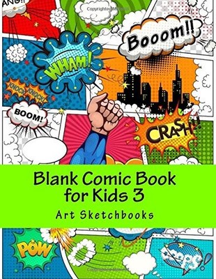 BLANK COMIC BOOK FOR KIDS 3: STAGGERED COMIC PANELS, By Art Journaling NEW