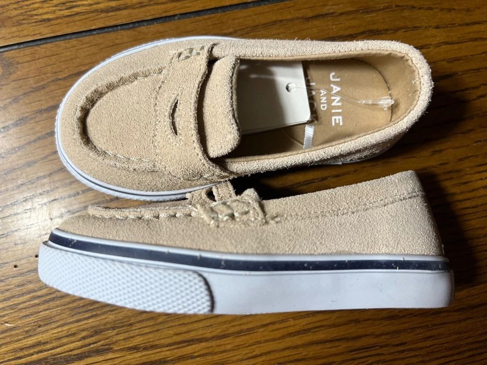 NUEVO CON ETIQUETAS Janie and Jack Flower Show Caqui Gamuza Penny Mocasín Zapatos 6 Niño Pequeño Foto 4 de 4