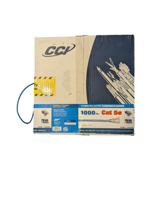 CCP Cat5e Cable 1000ft Blue 24AWG 4 Pair Bulk Ethernet Riser In-Wall Telephone