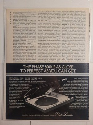 Vintage Magazine Advertisement for PHASE LINEAR Phase 8000 Turntable