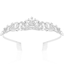 Tiara and Crown for Women Girls, Crystal Wedding Tiaras for Bride, Silver