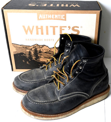 White's Boots Perry Moc Toe 6'' Black Leather Work Boots Men's Size 10 EE USA