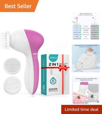 Battery-Powered Facial Cleansing Brush - Compact Exfoliating Device for Travel