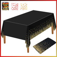 Tischdecke Einweg Rechteckig Schwarz Gold 137X274Cm Konfetti FüR Party