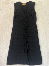 Nicole Miller Black Dakota V-Neck Jersey Dress Size Medium EUC Flattering!