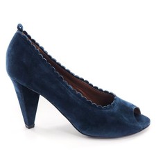 MARC by MARC JACOBS Blue Suede Peep Toe Scalloped Pumps Size 38.5 8