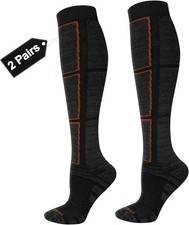 YUEDGE 2 Pairs Men's Wicking Warm Thermal Thick Cotton Knee High Long Athletic