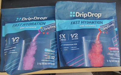64 ASSORTED FLAVOR Drip Drop Hydration Drink Packets Grape, Watermelon ect