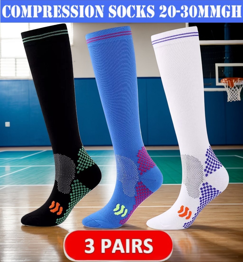 3 pares Calcetines de compresión para mujer/hombre,para correr,médicos,20-30mmHg