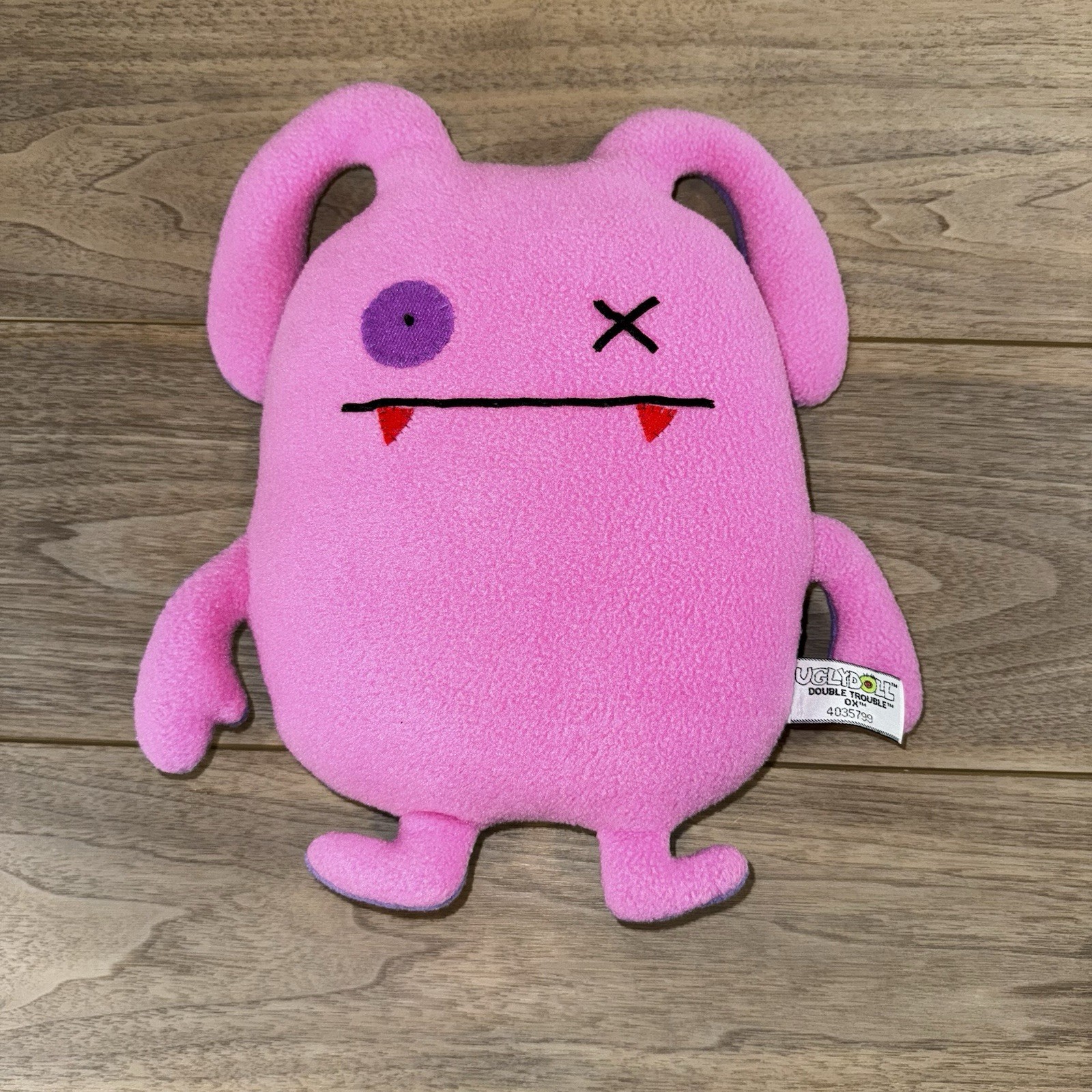 UglyDoll Double Trouble “OX” Plush Soft Toy Monster Pink & Purple 14”