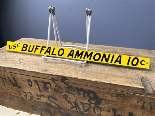 Antique Vintage Original ‘Use Buffalo Ammonia’ 10c Pricer Tin Apothecary Sign