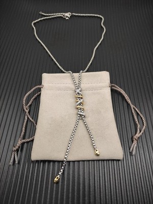 David Yurman 925 Sterling Silver Adjustable Box Chain Lariat Necklace Lobster