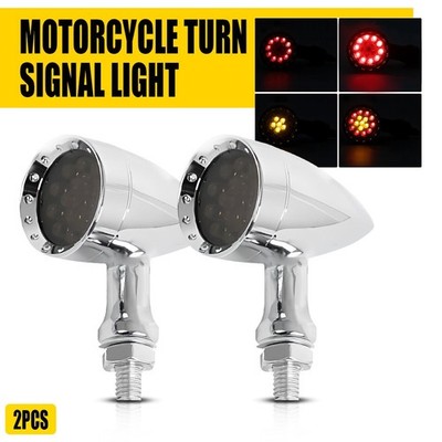 Motorcycle Amber Red LED Turn Signals Brake Running Light Chrome For Kawasaki US