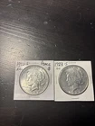 1922 S & 1923 S U. S.  Peace Dollars 2-Coin Lot 90%  Nice AU