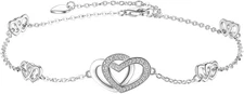 Ankle Bracelets for Women,Sterling Silver Heart Foot Anklet Large Bracelet,Chris