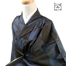 Wankotei Kimono Pure Silk Tsumugi Blue Size M Japan