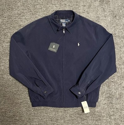 Polo Ralph Lauren Jacket Men's M Navy Blue Harrington Plaid Lined Bi-Swing NWT