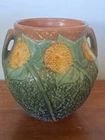 Antique Roseville Sunny Sunflower Art Deco Vase 5 1/2" Tall 1930's A Classic!