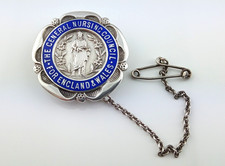 VINTAGE SILVER & ENAMEL GENERAL NURSING COUNCIL NAMED SRN BADGE HM B'HAM 1934