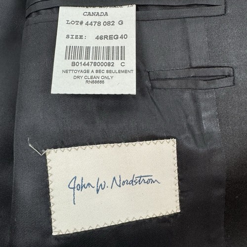 JOHN W NORDSTROM Mens TUX Jacket Blazer Coat BLACK Satin Lapel - SIZE 46R - Picture 7 of 7