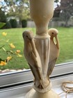 ANTIQUE SOAPSTONE LAMP W/TWO TROPICAL BIRDS -MADE IN ITALY -SIGNED — photo 3