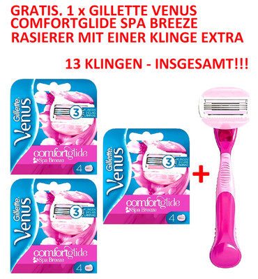 12 + 1 Gillette Venus Comfortglide Spa Breeze 8 + 4 + 1  Mit Gratis Rasierer