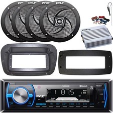Pyle 1-DIN Marine Stereo W/Kit  Adapter, 4x 5.25" 180W Max Speakers, Amplifier
