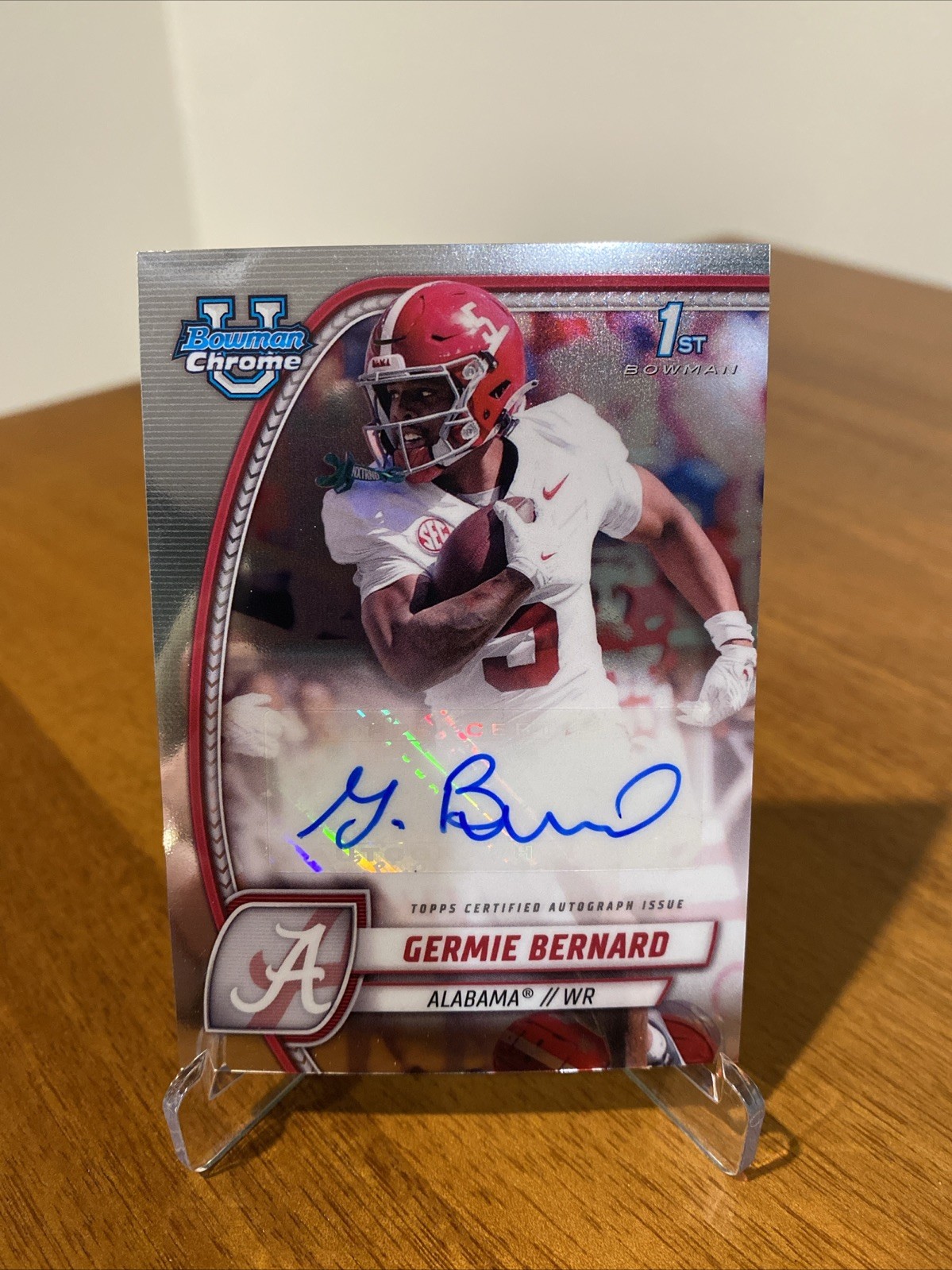 Germie Bernard 2024 Bowman University Chrome Autograph 1st Bowman Auto