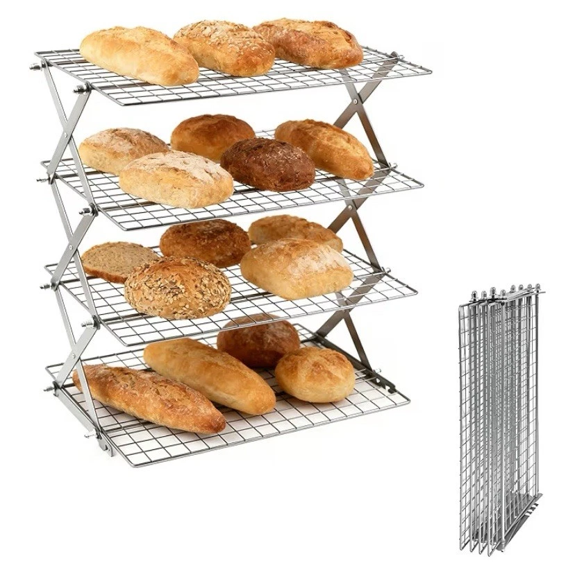 4-Tier Collapsible Cooling Rack, Adjustable Stackable Wire Rack, Silver Design
Opens in a new window