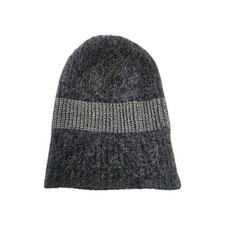 Lululemon Alpaca Merino Wool Blend Beanie Hat Gray L XL Ribbed Logo Clean