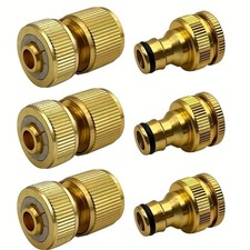 6PCS Brass Garden Hose Connector Tap1/2" Fittings Quick Connect Male Connector